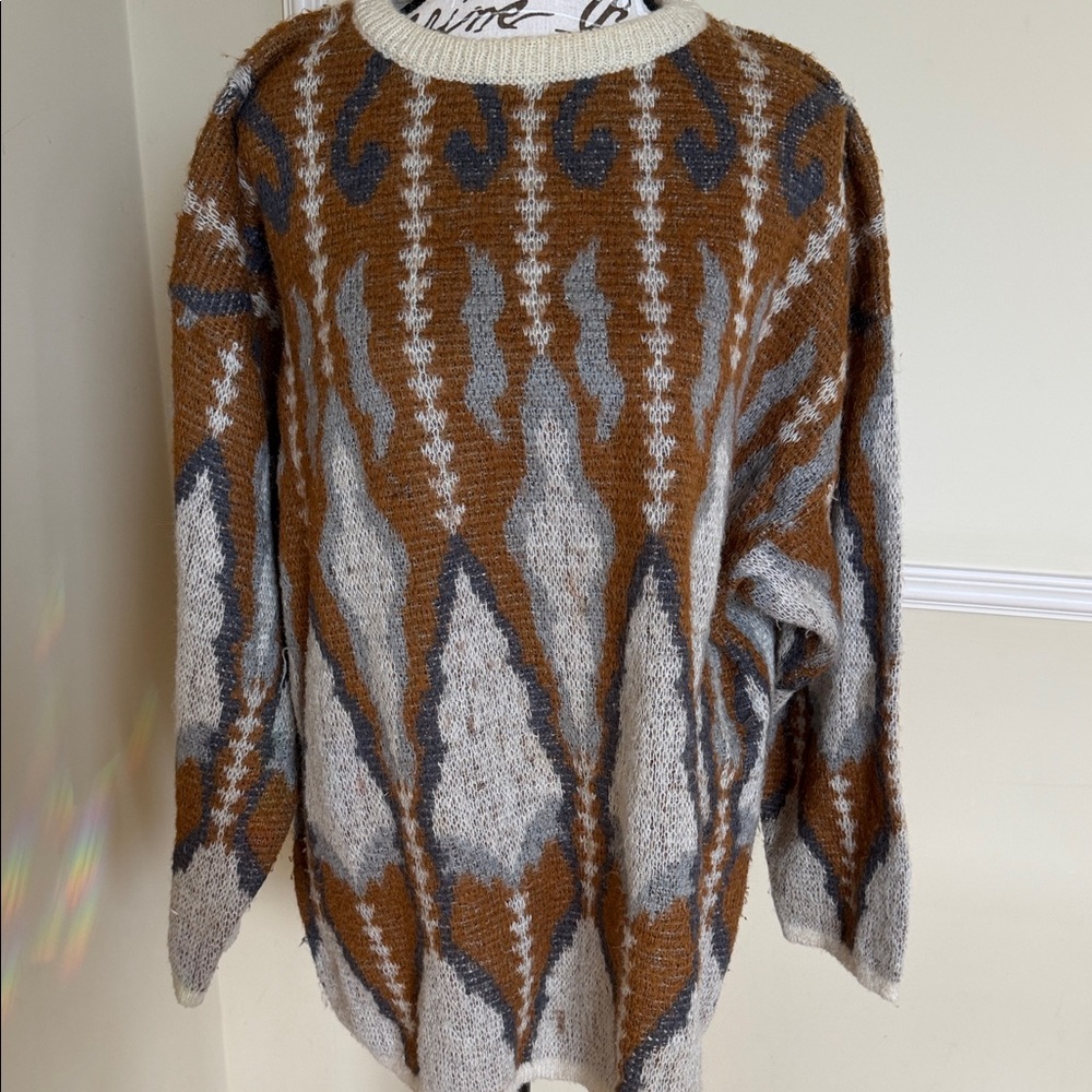 United Colors Of Benetton Cream and Brown Knit Sweater